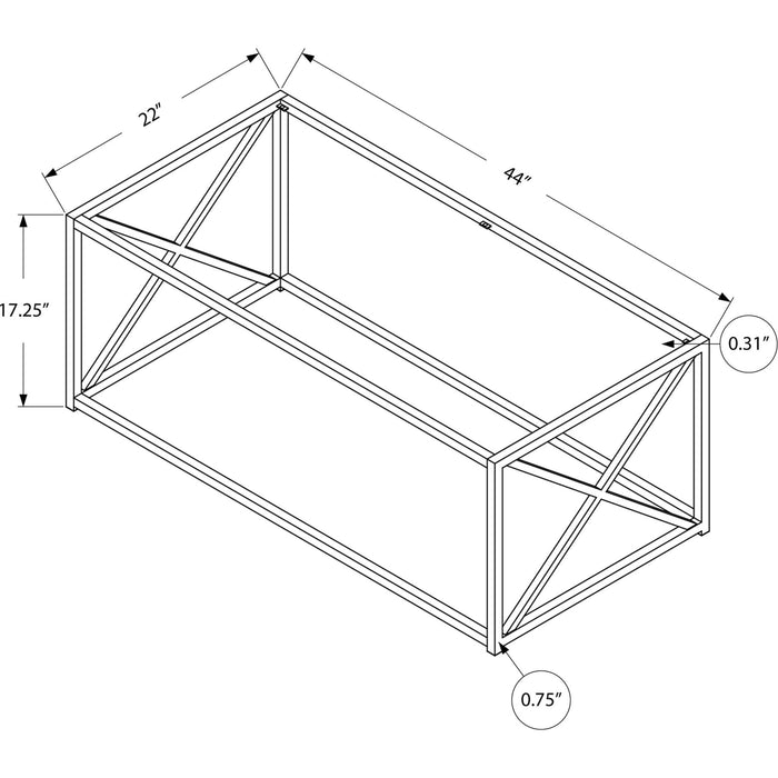 Coffee Table - Chrome Metal With Tempered Glass