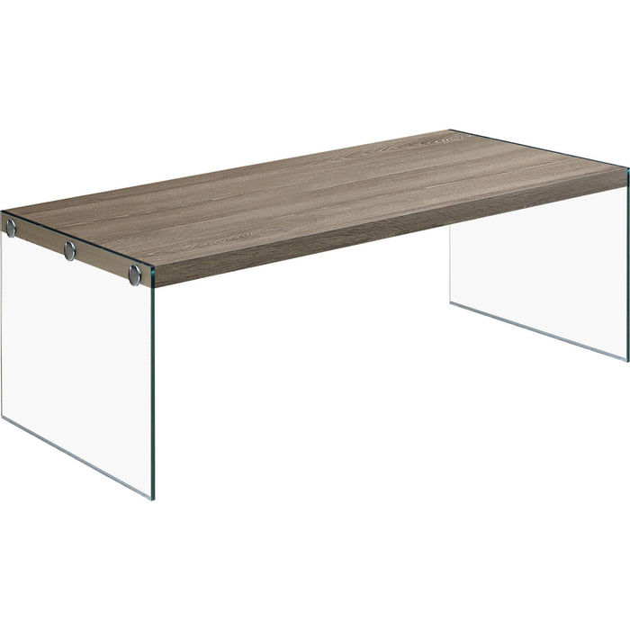 Coffee Table - Dark Taupe With Tempered Glass