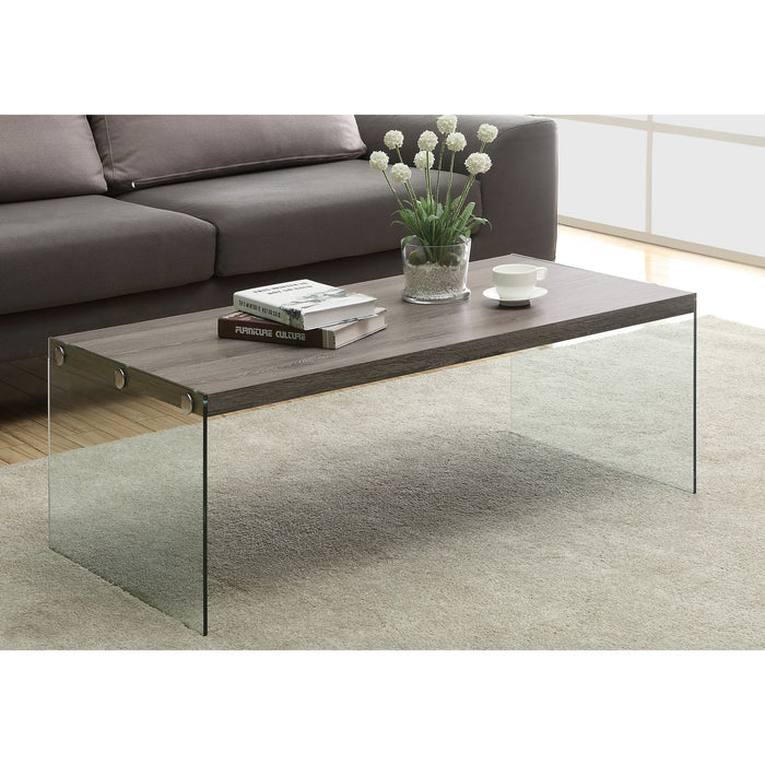 Coffee Table - Dark Taupe With Tempered Glass