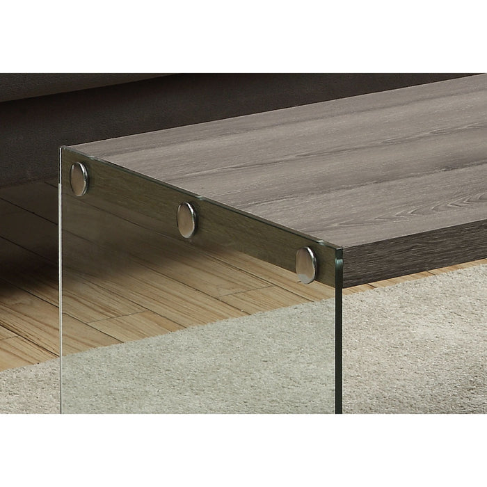 Coffee Table - Dark Taupe With Tempered Glass