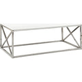 Coffee Table - Glossy White With Chrome Metal