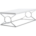 Coffee Table - Glossy White With Chrome Metal