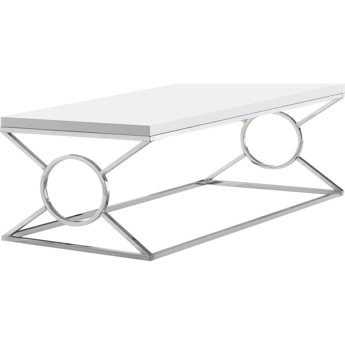 Coffee Table - Glossy White With Chrome Metal