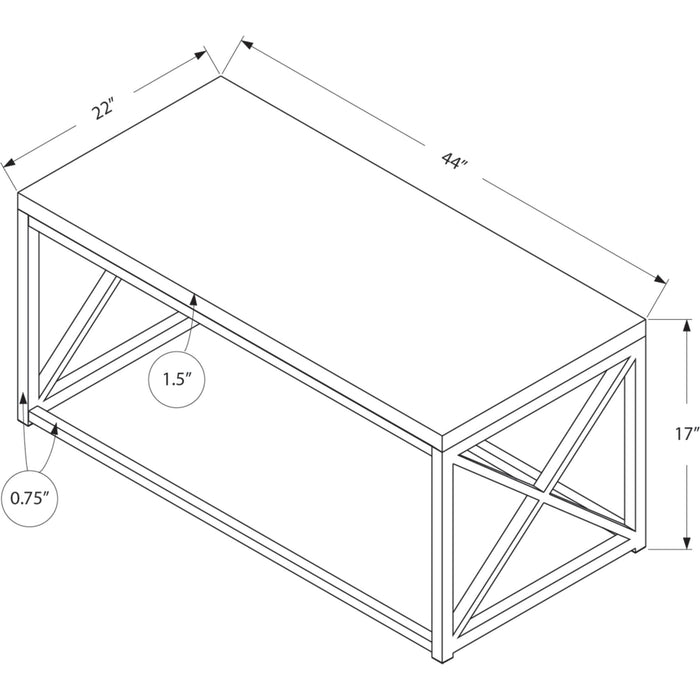 Coffee Table - Glossy White With Chrome Metal