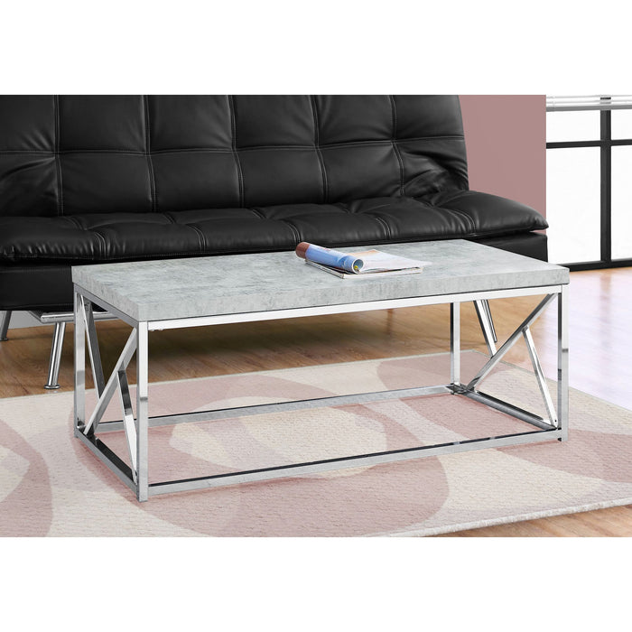 Coffee Table - Grey Cement With Chrome Metal