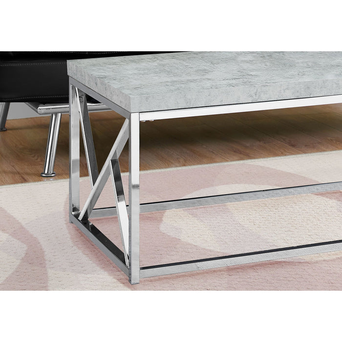 Coffee Table - Grey Cement With Chrome Metal