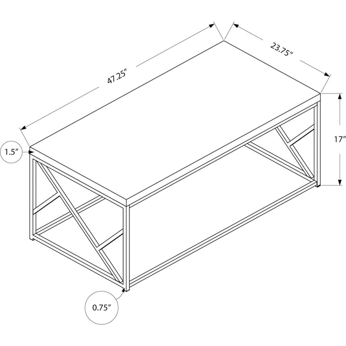 Coffee Table - Grey Cement With Chrome Metal