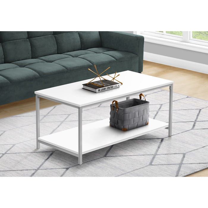 Coffee Table - White/Silver Metal