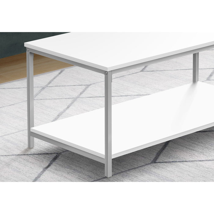 Coffee Table - White/Silver Metal