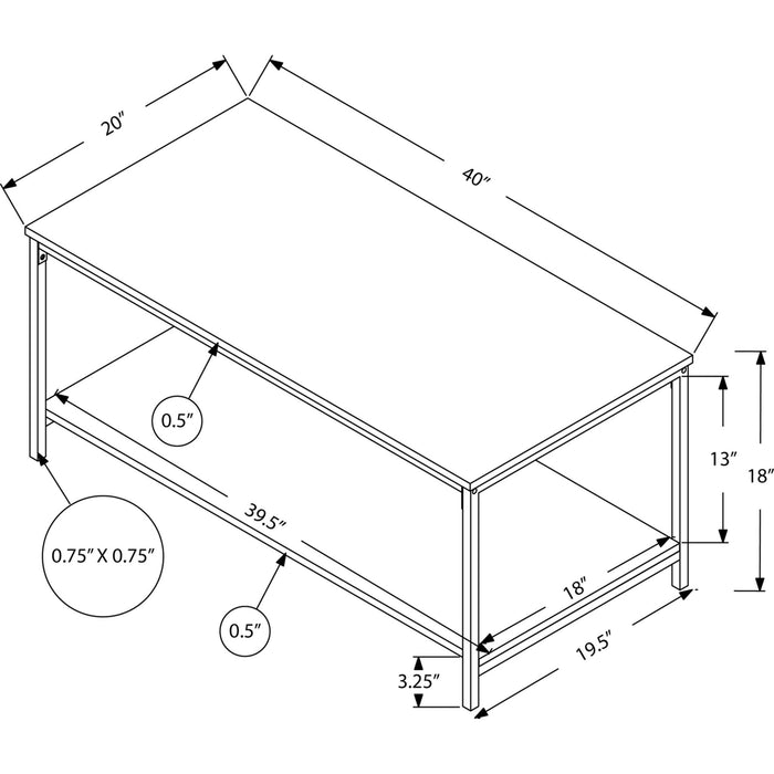 Coffee Table - White/Silver Metal