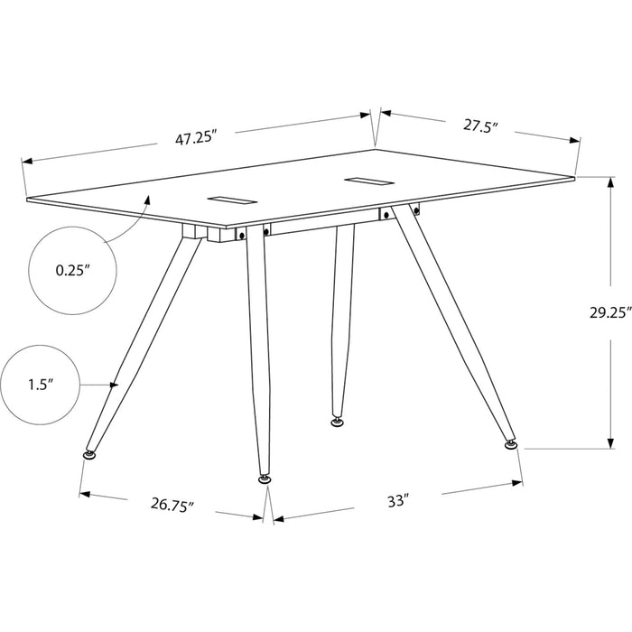 Computer Desk - 28"x 48" - 8mm Tempered Glass