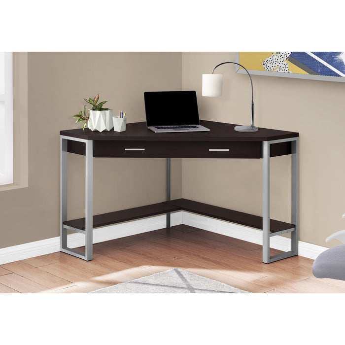 Computer Desk - 42"l - Corner - Silver Metal
