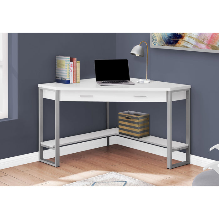 Computer Desk - 42"l - Corner - Silver Metal