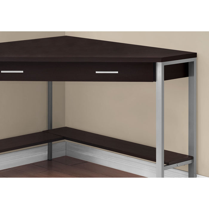 Computer Desk - 42"l - Corner - Silver Metal