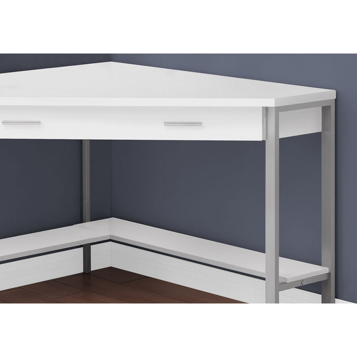 Computer Desk - 42"l - Corner - Silver Metal