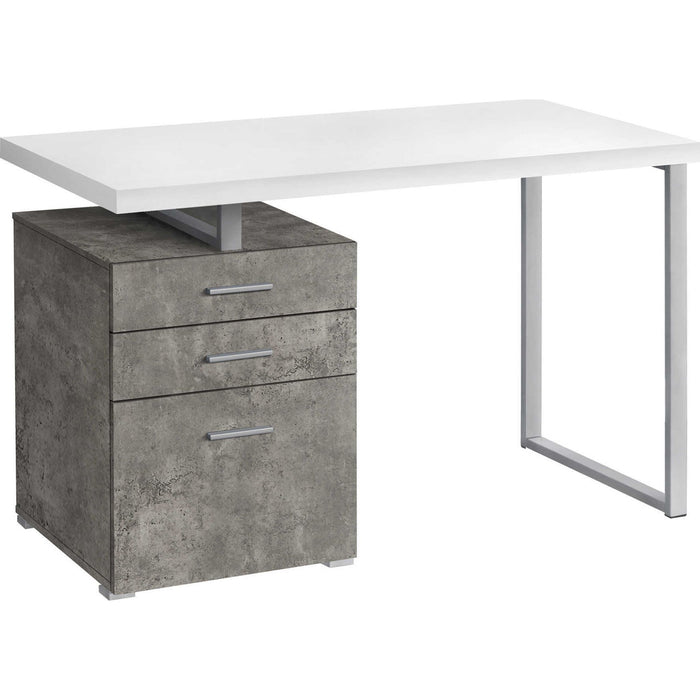 Computer Desk - 48"l - Concrete - Silver Metal - L/R