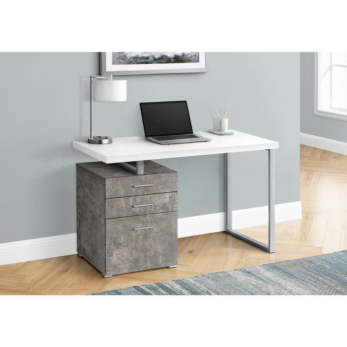 Computer Desk - 48"l - Concrete - Silver Metal - L/R