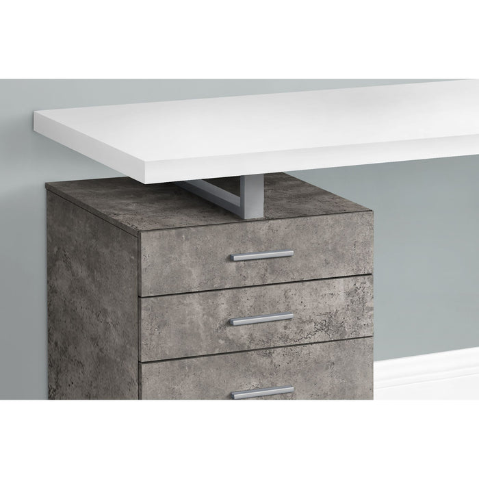 Computer Desk - 48"l - Concrete - Silver Metal - L/R