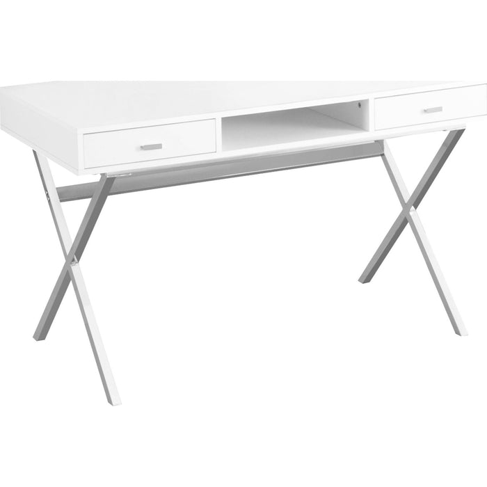 Computer Desk - 48"l - Glossy - Chrome Metal