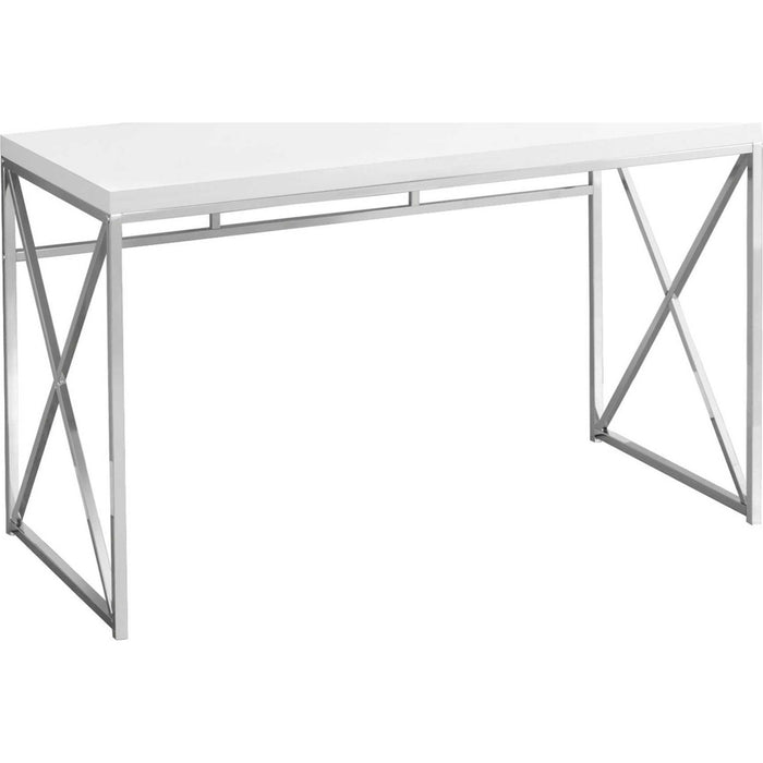 Computer Desk - 48"l - Glossy - Chrome Metal