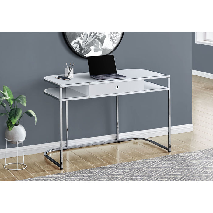 Computer Desk - 48"l - Glossy - Chrome Metal