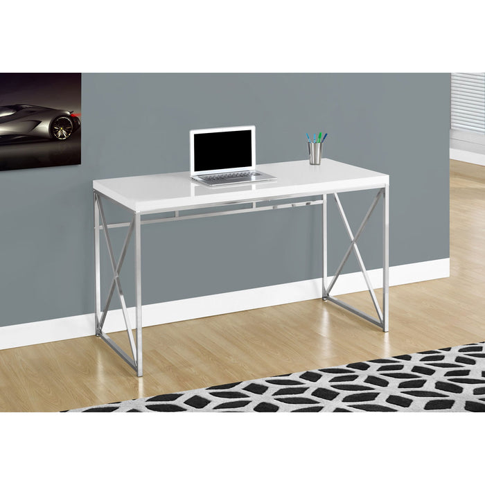 Computer Desk - 48"l - Glossy - Chrome Metal
