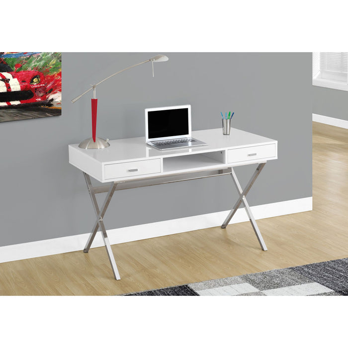 Computer Desk - 48"l - Glossy - Chrome Metal