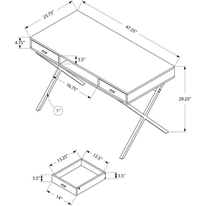 Computer Desk - 48"l - Glossy - Chrome Metal