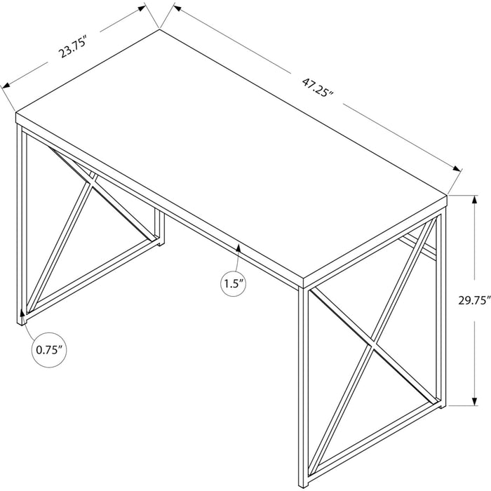 Computer Desk - 48"l - Glossy - Chrome Metal