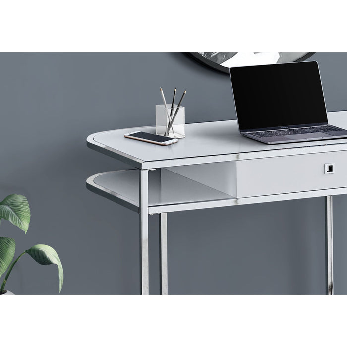 Computer Desk - 48"l - Glossy - Chrome Metal