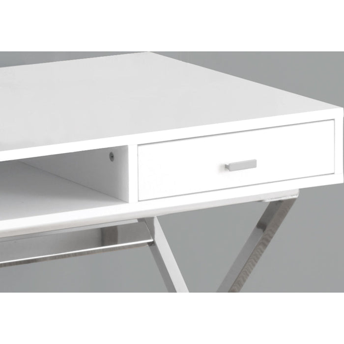 Computer Desk - 48"l - Glossy - Chrome Metal
