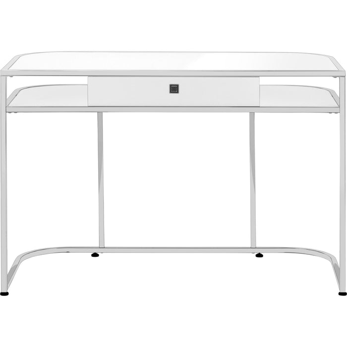 Computer Desk - 48"l - Glossy - Chrome Metal