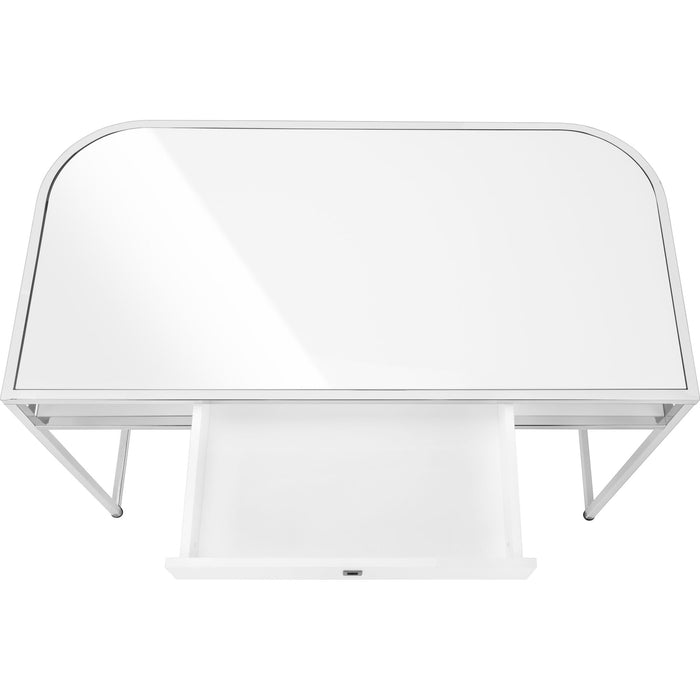 Computer Desk - 48"l - Glossy - Chrome Metal