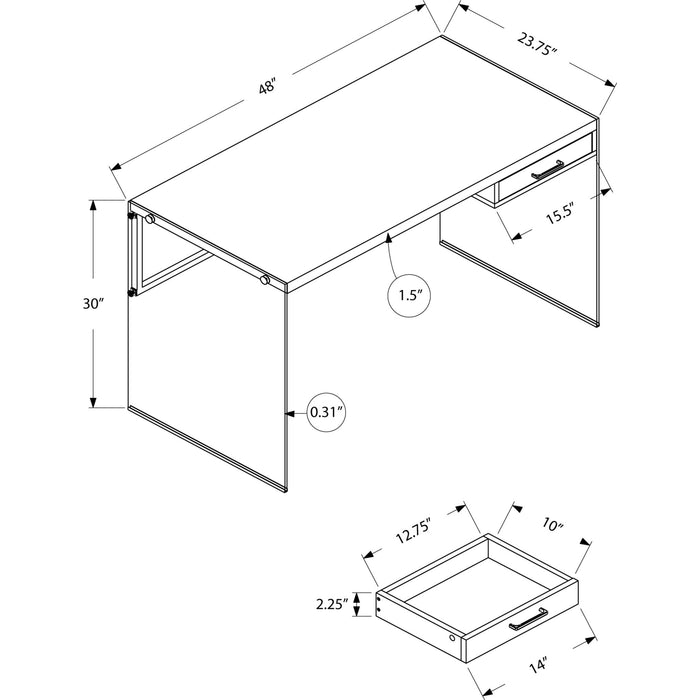 Computer Desk - 48"l - Glossy - Tempered Glass