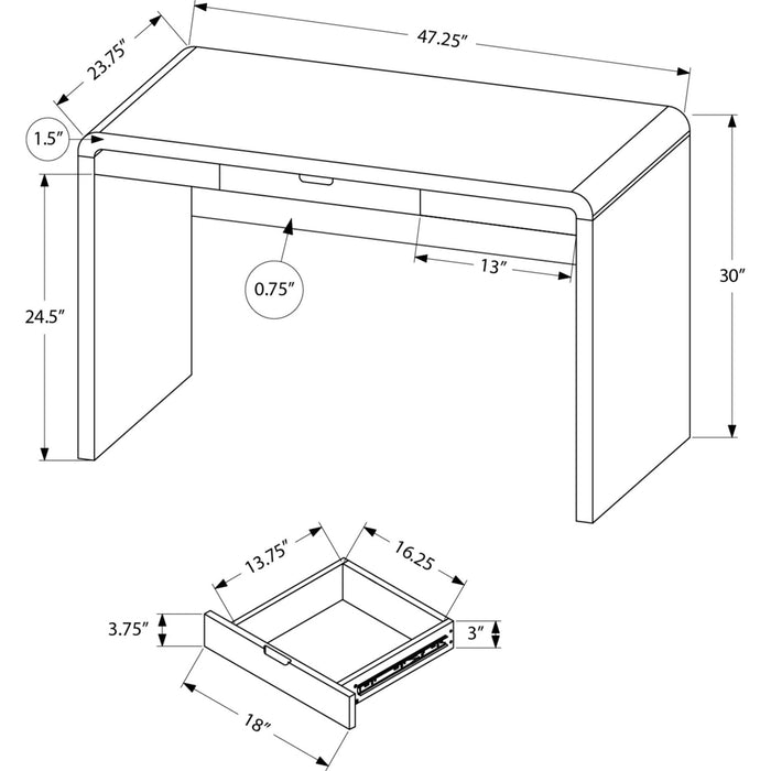 Computer Desk - 48"l - High Glossy - Storage Drawer