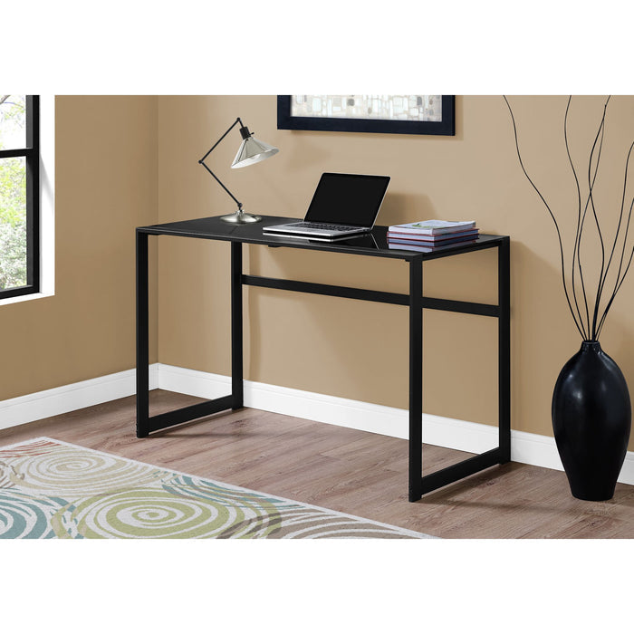 Computer Desk - 48"l - Metal - Tempered Glass