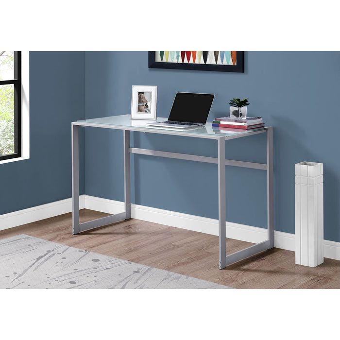 Computer Desk - 48"l - METAL/ White Tempered Glass