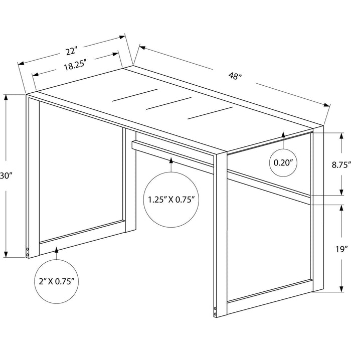 Computer Desk - 48"l - METAL/ White Tempered Glass