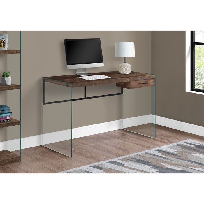 Computer Desk - 48"l - Reclaimed WOOD/ Glass Panels