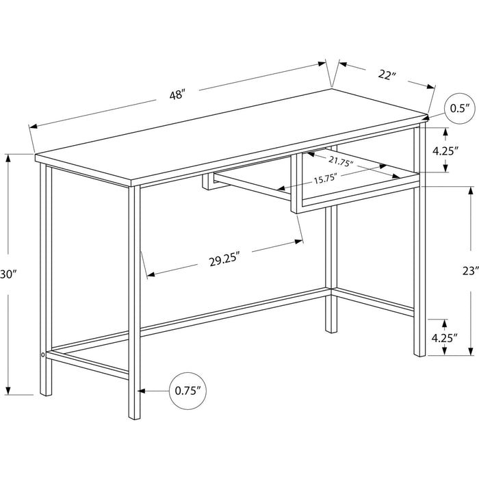Computer Desk - 48"l - Silver Metal
