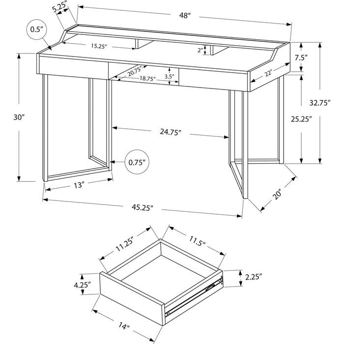 Computer Desk - 48"l - Silver Metal