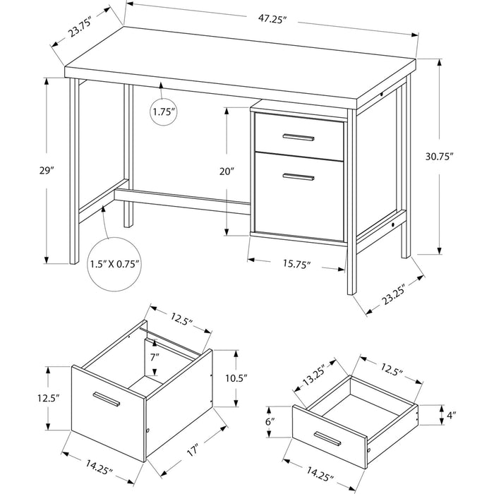 Computer Desk - 48"l - Silver Metal