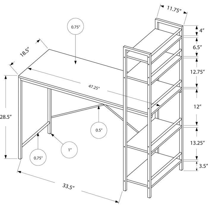 Computer Desk - 48"l - Silver Metal