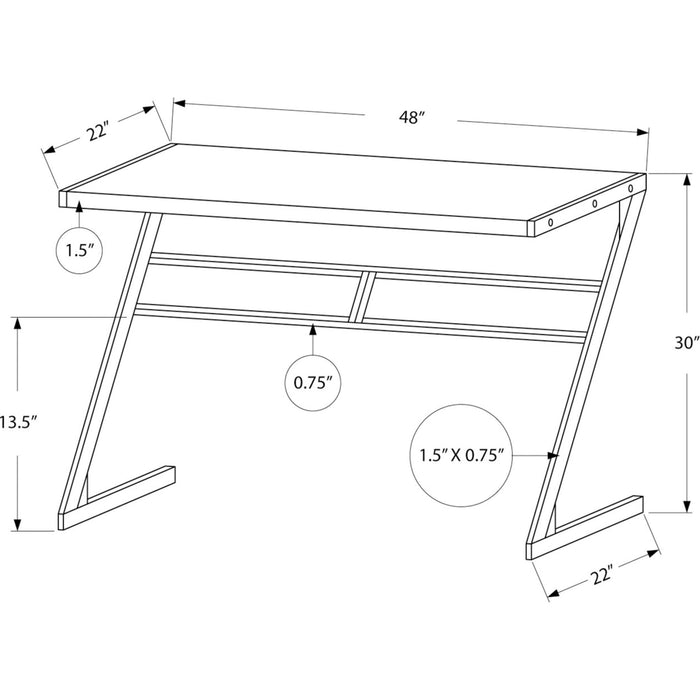 Computer Desk - 48"l - Silver Metal