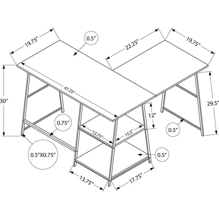 Computer Desk - 48"l - White Metal Corner