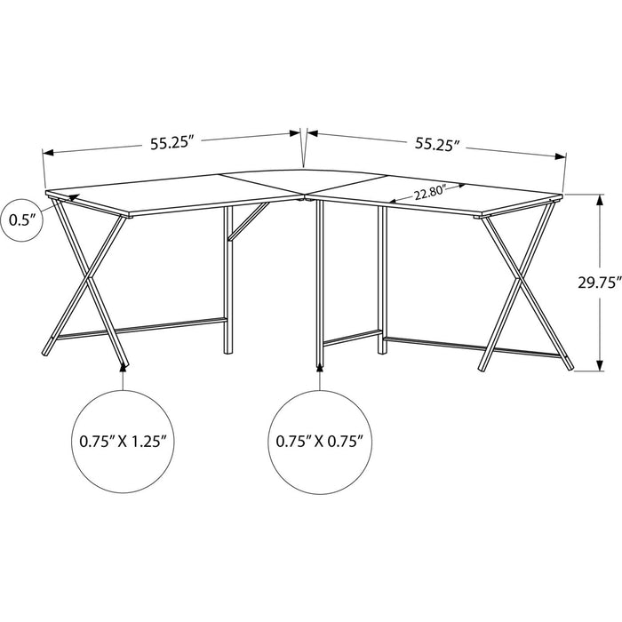Computer Desk - 55"l - Black Metal Corner