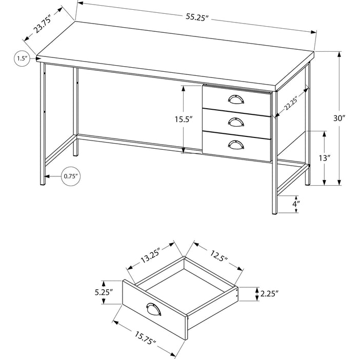 Computer Desk - 55"l - Black Metal
