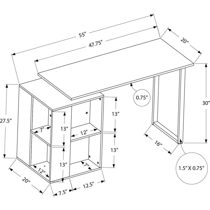 Computer Desk - 55"l - Oak Left or Right Facing