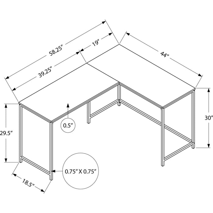 Computer Desk - 58"l - White Metal Corner