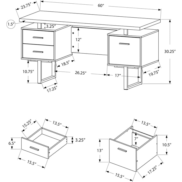 Computer Desk - 60"l - Black Metal